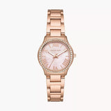 Michael Kors Sage Three-Hand Crystals Mother of Pearl Dial Rose Gold Steel Strap Watch for Women - MK4823 Authentic Buy Shop Now
