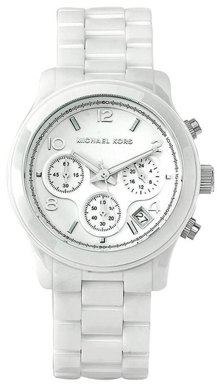Michael Kors Runway White Ceramic Dial White Steel Strap Watch for Women - MK5161 Authentic Buy Shop Now