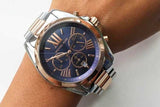 Michael Kors Bradshaw Blue Dial Two Tone Steel Strap Watch for Women - MK5606 Authentic Buy Shop Now