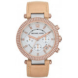 Michael Kors Parker Chronograph White Dial Tan Leather Strap Watch for Women - MK5633 Authentic Buy Shop Now