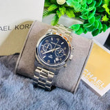 Michael Kors Hunger Stop 100 Series Navy Blue Dial Silver Steel Strap Watch for Women - MK5814 Authentic Buy Shop Now