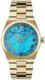 Michael Kors Channing Turquoise Dial Gold Steel Strap Watch For Women - MK5894 Authentic Buy Shop Now