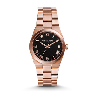 Michael Kors Channing Black Dial Rose Gold Steel Strap Watch For Women - MK5937 Authentic Buy Shop Now