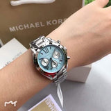 Michael Kors Bradshaw Chronograph Blue Dial Silver Steel Strap Watch For Women - MK6099 Authentic Buy Shop Now