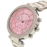 Michael Kors Parker Chronograph Pink Dial Silver Steel Strap Watch For Women - MK6105 Authentic Buy Shop Now