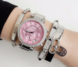 Michael Kors Parker Chronograph Pink Dial Silver Steel Strap Watch For Women - MK6105 Authentic Buy Shop Now