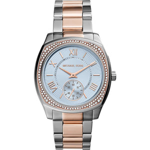 Michael Kors Bryn Quartz Blue Dial Two Tone Steel Strap Watch For Women - MK6136 Authentic Buy Shop Now