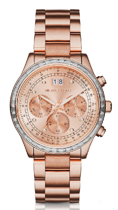 Michael Kors Brinkley Rose Gold Dial Rose Gold Steel Strap Watch for Women - MK6204 Authentic Buy Shop Now