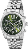 Michael Kors Lexington Quartz Green Dial Silver Steel Strap Watch For Women - MK6222 Authentic Buy Shop Now