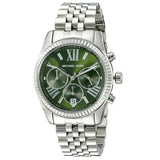 Michael Kors Lexington Quartz Green Dial Silver Steel Strap Watch For Women - MK6222 Authentic Buy Shop Now