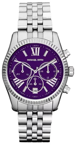 Michael Kors Lexington Chronograph Purple Dial Silver Steel Strap Watch For Women - MK6223 Authentic Buy Shop Now