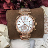 Michael Kors Sawyer Mother of Pearl White Dial Rose Gold Steel Strap Watch for Women - MK6282 Authentic Buy Shop Now
