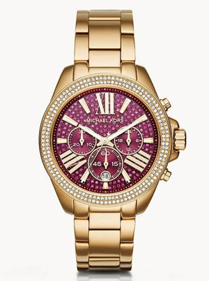 Michael Kors Wren Purple Dial Gold Steel Strap Watch for Women - MK6290 Authentic Buy Shop Now