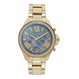 Michael Kors Wren Diamonds Blue Dial Gold Steel Strap Watch for Women - MK6291 Authentic Buy Shop Now