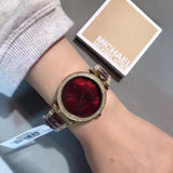 Michael Kors Parker Mother of Pearl Red Dial Two Tone Steel Strap Watch for Women - MK6427 Authentic Buy Shop Now