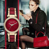 Michael Kors Parker Mother of Pearl Red Dial Two Tone Steel Strap Watch for Women - MK6427 Authentic Buy Shop Now