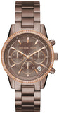 Michael Kors Ritz Chronograph Brown Dial Brown Steel Strap Watch For Women - MK6529 Authentic Buy Shop Now