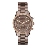 Michael Kors Ritz Chronograph Brown Dial Brown Steel Strap Watch For Women - MK6529 Authentic Buy Shop Now