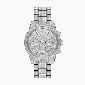 Michael Kors Ritz Chronograph Crystals Silver Dial Silver Steel Strap Watch for Women - MK6746 Authentic Buy Shop Now