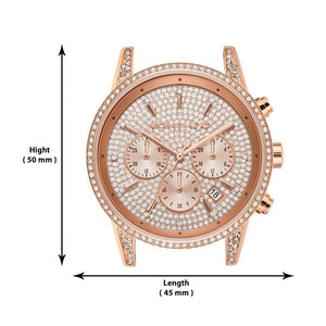 Michael Kors Ritz Three-Hand Glitz Rose Gold Dial Rose Gold Steel Strap Watch for Women - MK6748 Authentic Buy Shop Now