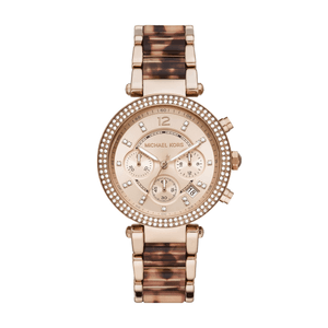 Michael Kors Parker Chronograph Rose Gold Dial Two Tone Steel Strap Watch For Women - MK6832 Authentic Buy Shop Now