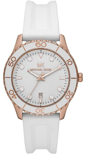 Michael Kors Runway Quartz White Dial White Rubber Strap Watch For Women - MK6853 Authentic Buy Shop Now