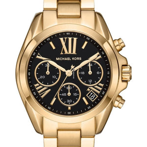 Michael Kors Bradshaw Chronograph Black Dial Gold Steel Strap Watch For Women - MK6959 Authentic Buy Shop Now