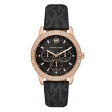 Michael Kors Tibby Multifunction Black Dial Black Leather Strap Watch For Women - MK6968 Authentic Buy Shop Now