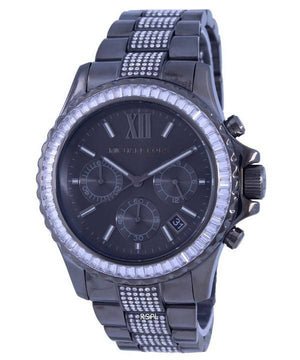 Michael Kors Everest Chronograph Black Dial Grey Steel Strap Watch For Women - MK6974 Authentic Buy Shop Now