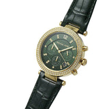 Michael Kors Parker Chronograph Green Dial Green Leather Strap Watch For Women - MK6985 Authentic Buy Shop Now