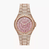 Michael Kors Lennox Three Hand Crystals Rose Gold Dial Rose Gold Steel Strap Watch For Women - MK6992 Authentic Buy Shop Now