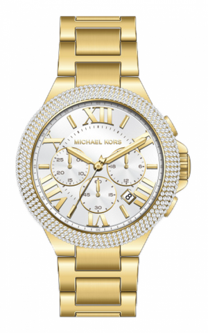 Michael Kors Camille Chronograph White Dial Gold Steel Strap Watch For Women - MK6994 Authentic Buy Shop Now