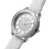 Michael Kors Runway Three Hand White Dial White Leather Strap Watch For Women - MK6998 Authentic Buy Shop Now