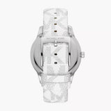 Michael Kors Runway Three Hand White Dial White Leather Strap Watch For Women - MK6998 Authentic Buy Shop Now
