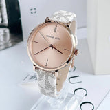 Michael Kors Jayne Three Hand Rose Gold Dial White Leather Strap Watch For Women - MK7128 Authentic Buy Shop Now