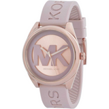 Michael Kors Janelle Three Hand Rose Gold Dial Pink Rubber Strap Watch For Women - MK7139 Authentic Buy Shop Now