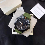Michael Kors Cunningham Chronograph Black Dial Green Rubber Strap Watch For Men - MK7165 Authentic Buy Shop Now
