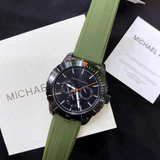 Michael Kors Cunningham Chronograph Black Dial Green Rubber Strap Watch For Men - MK7165 Authentic Buy Shop Now