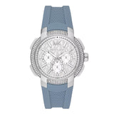 Michael Kors Sidney Multifunction Crystals Silver Dial Blue Rubber Strap Watch for Women - MK7220 Authentic Buy Shop Now