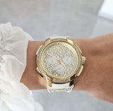 Michael Kors Sydney Quartz White Dial White Leather Strap Watch For Women - MK7221 Authentic Buy Shop Now