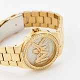 Michael Kors Lennox Three Hand Gold Dial Gold Steel Strap Watch For Women - MK7229 Authentic Buy Shop Now