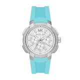 Michael Kors Sidney Multifunction Analog White Dial Turquoise Silicone Strap Watch For Women - MK7246 Authentic Buy Shop Now