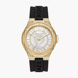 Michael Kors Lennox Three Hand Crystals Silver Dial Black Silicone Strap Watch For Women - MK7247 Authentic Buy Shop Now