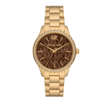 Michael Kors Layton Chronograph Brown Dial Gold Steel Strap Watch For Women - MK7296 Authentic Buy Shop Now