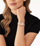 Michael Kors Runway Chronograph Rose Gold Dial Rose Gold Steel Strap Watch For Women - MK7327 Authentic Buy Shop Now