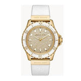 Michael Kors Everest Analog Gold Dial White Silicone Strap Watch For Women - MK7357 Authentic Buy Shop Now
