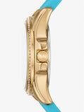 Michael Kors Mini Pilot Quartz Gold Dial Blue Silicone Strap Watch For Women - MK7374 Authentic Buy Shop Now