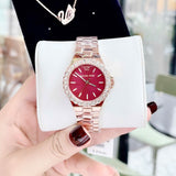 Michael Kors Lennox Analog Pink Dial Rose Gold Steel Strap Watch For Women - MK7396 Authentic Buy Shop Now