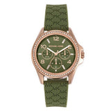 Michael Kors Mini Pilot Chronograph Green Dial Green Silicone Strap Watch For Women - MK7421 Authentic Buy Shop Now