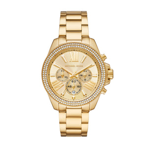Michael Kors Wren Chronograph Gold Dial Gold Steel Strap Watch for Women - MK7428 Authentic Buy Shop Now